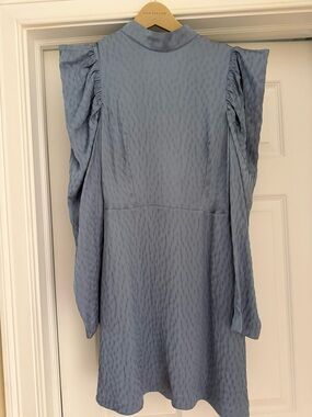 & Other Stories Light Blue Textured Puff-Sleeve Dress